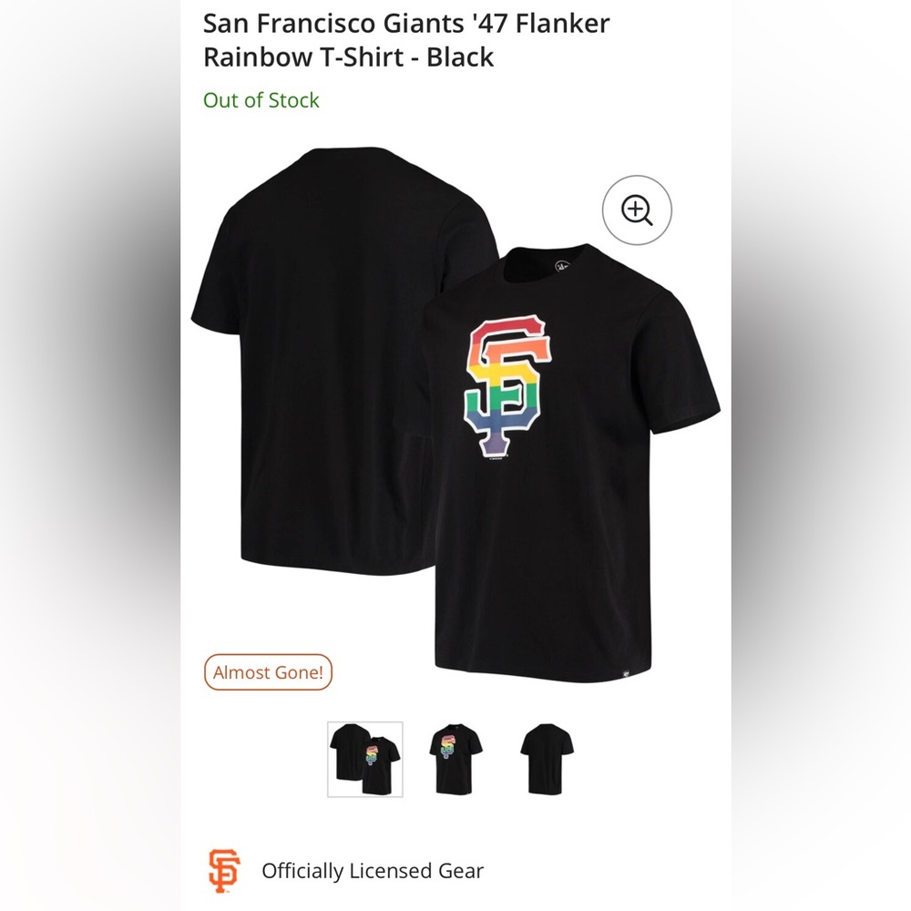San Francisco Giants '47 Flanker Rainbow T-Shirt - Black. Men’s large